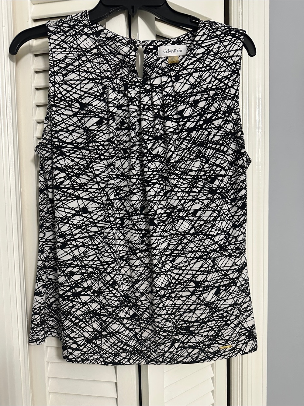 Calvin Klein Black & White Scribble-Print Sleeveless Camisole